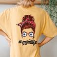 Mom Life Messy Bun Soccer Mom Women Team Women's Oversized Comfort T-Shirt Back Print Mustard