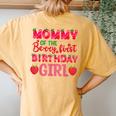 Mommy Of The Berry First Birthday Strawberry Girl Matching Women's Oversized Comfort T-Shirt Back Print Mustard
