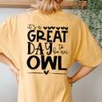 Owls School Sports Fan Team Spirit Great Day Women's Oversized Comfort T-Shirt Back Print Mustard