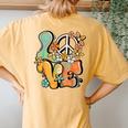 Peace Sign Love 60S 70S Costume Groovy Hippie Theme Party Women's Oversized Comfort T-Shirt Back Print Mustard