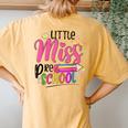 Pencil Little Miss Preschool Back To School Preschool Girls Women's Oversized Comfort T-Shirt Back Print Mustard