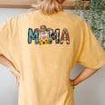 Pig Mama Pig Mom Sunflower Country Farm Life Cowhide Women's Oversized Comfort T-Shirt Back Print Mustard