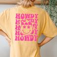 Pink Howdy Smile Face Rodeo Western Country Southern Cowgirl Women's Oversized Comfort T-Shirt Back Print Mustard