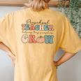 Preschool Teacher Helping Tiny Pumpkins Grow Women's Oversized Comfort T-Shirt Back Print Mustard