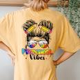 Preschool Vibes Messy Hair Bun Girl Back To School First Day Women's Oversized Comfort T-Shirt Back Print Mustard