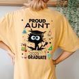 Proud Aunt Of A Class Of 2023 Graduate Cool Black Cat Women's Oversized Comfort T-Shirt Back Print Mustard