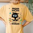 Proud Mom Of A Class Of 2023 Graduate Cool Black Cat Women's Oversized Comfort T-Shirt Back Print Mustard