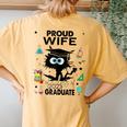 Proud Wife Of A Class Of 2023 Graduate Cool Black Cat Women's Oversized Comfort T-Shirt Back Print Mustard
