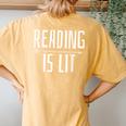 Reading Literature Teacher Bookworm Women's Oversized Comfort T-Shirt Back Print Mustard