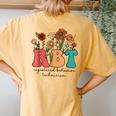 Registered Behavior Technician Rbt Retro Groovy Wildflowers Women's Oversized Comfort T-Shirt Back Print Mustard