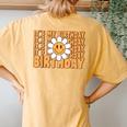 Retro My Birthday Groovy Birthday Flower Ns Girls Women's Oversized Comfort T-Shirt Back Print Mustard
