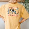 Retro Cowgirl In Space Cosmic Cowboy Western Country Cowgirl Women's Oversized Comfort T-Shirt Back Print Mustard