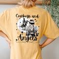 Retro Desert Cowboys And Angels Western Country Cowgirl Women's Oversized Comfort T-Shirt Back Print Mustard