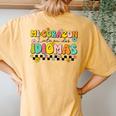 Retro Mi Corazon Late En Dos Idiomas Groovy Spanish Teacher Women's Oversized Comfort T-Shirt Back Print Mustard