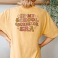 Retro In My School Counselor Era Back To School Women Women's Oversized Comfort T-Shirt Back Print Mustard