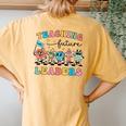 Retro Teaching Future Leaders Groovy Teacher Back To School Women's Oversized Comfort T-Shirt Back Print Mustard