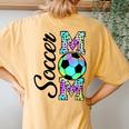 Tie-Dye Leopard Soccer Mom Support Soccer Players Women's Oversized Comfort T-Shirt Back Print Mustard