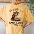 All Together Now Summer Reading 2023 Book Owl Reading Book Women's Oversized Comfort T-Shirt Back Print Mustard