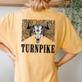 Turnpike Bull Skull Music Country Western Turnpike Cowgirl Women's Oversized Comfort T-Shirt Back Print Mustard