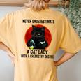 Never Underestimate A Cat Lady With A Chemistry Degree Women's Oversized Comfort T-Shirt Back Print Mustard