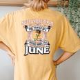 Never Underestimate A Oes Woman Born In June Women's Oversized Comfort T-Shirt Back Print Mustard