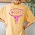 Western Country This Girl Likes Rodeo Vintage Howdy Cowgirl Women's Oversized Comfort T-Shirt Back Print Mustard