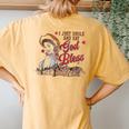 Western Cowgirl I Just Smile And Say God Bless Women's Oversized Comfort T-Shirt Back Print Mustard