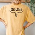 Western Stapleton Cow Skull Stapleton Punchy Cowboy Cowgirl Women's Oversized Comfort T-Shirt Back Print Mustard
