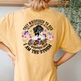 They Whispered To Her You Cannot Withstand The Storm Daisy Women's Oversized Comfort T-Shirt Back Print Mustard