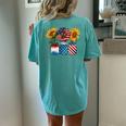 America Sunflower Usa Flag Flower T For American 4Th Of July Women's Oversized Graphic Back Print Comfort T-shirt Chalky Mint