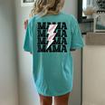 Baseball Mama Distressed Lightning Bolt Mom Women's Oversized Comfort T-Shirt Back Print Chalky Mint