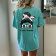Chantilly-Tiffany Cat Mom Messy Bun Hair Glasses Women's Oversized Comfort T-Shirt Back Print Chalky Mint