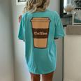 Coffee Cup Costume Roasted Beans Brewed Drink Beverage Women's Oversized Comfort T-Shirt Back Print Chalky Mint