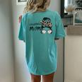 Cute Volleyball Mom Leopard Print Messy Bun Women's Oversized Comfort T-Shirt Back Print Chalky Mint