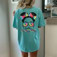 First Day Of School Hello 4Th Grade Messy Bun Girls Women's Oversized Comfort T-Shirt Back Print Chalky Mint