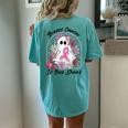 Groovy Breast Cancer Is Boo Sheet Ghost Halloween Women's Oversized Comfort T-Shirt Back Print Chalky Mint