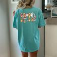 Groovy Little Sis Retro Sister Matching Family 1St Birthday Women's Oversized Comfort T-Shirt Back Print Chalky Mint