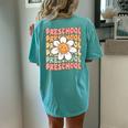 Groovy Preschool Cute Back To School First Day Of Pre K Women's Oversized Comfort T-Shirt Back Print Chalky Mint