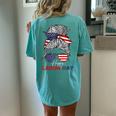Happy Labor Day For All Workers Messy Bun American Flag Women's Oversized Comfort T-Shirt Back Print Chalky Mint