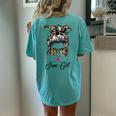 June Girl Classy Mom Life With Leopard Pattern Shades For Women Women's Oversized Comfort T-Shirt Back Print Chalky Mint