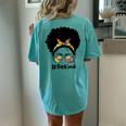 Be Kind Autism Awareness Messy Bun Girl Afro Woman Women's Oversized Comfort T-Shirt Back Print Chalky Mint
