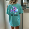 Be Kind Rainbow Fish Teacher Life Teaching Back To School Women's Oversized Comfort T-Shirt Back Print Chalky Mint