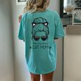 Kinda Busy Being A Cat Mom Messy Bun Women's Oversized Comfort T-Shirt Back Print Chalky Mint