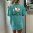 Life Is Golden With A Doodle Floral Flowers Mom Women's Oversized Comfort T-Shirt Back Print Chalky Mint