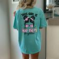 Messy Bun 100 Days Of School This Girl Is 100 Days Brighter Women's Oversized Comfort T-Shirt Back Print Chalky Mint