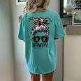 Messy Bun Hat Howdy Rodeo Western Country Southern Cowgirl Women's Oversized Comfort T-Shirt Back Print Chalky Mint