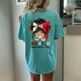 Messy Bun Mexican Flag Independence Day Woman Vintage Women's Oversized Comfort T-Shirt Back Print Chalky Mint