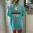 Mom Of The Birthday Girl Farm Cow Mommy Mama 1St Women's Oversized Comfort T-Shirt Back Print Chalky Mint