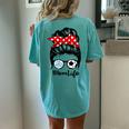 Mom Life Messy Bun Hair Volleyball Soccer Mom Women's Oversized Comfort T-Shirt Back Print Chalky Mint