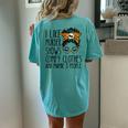 I Like Murder Shows Comfy Clothes 3 People Messy Bun Women's Oversized Comfort T-Shirt Back Print Chalky Mint